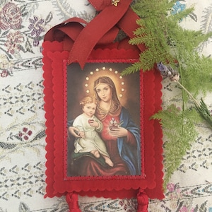 Door scapular. Sacred Hearts of Jesus and Mary.
