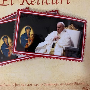SALUS POPULI ROMANI. Protetor do povo romano. Virgem das Neves. Papa Francisco. Cartões laminados.