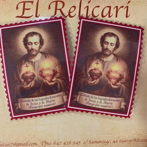SAN GIUSEPPE, Custode dei Sacri Cuori di Gesù e Maria. Biglietti plastificati.