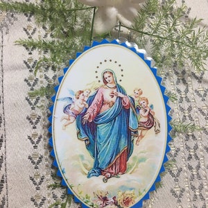 Carta plastificata ovale del Sacro Cuore di Maria.
