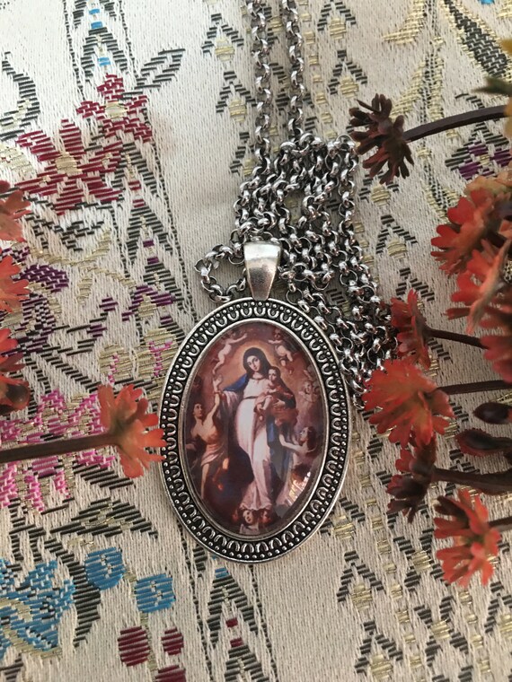 Katholischer Schlüsselanhänger Mit Virgin Mary - Segen Mutter Gottes Aus Glas, Religiöser Schmuckanhänger