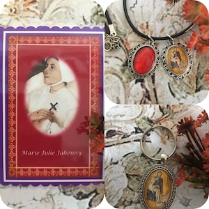 SCAPULAR of Blessing and Protection. Purple Scapular. Scapular for the End Times. Marie Julie Janhenny. Cards, Medals image 3