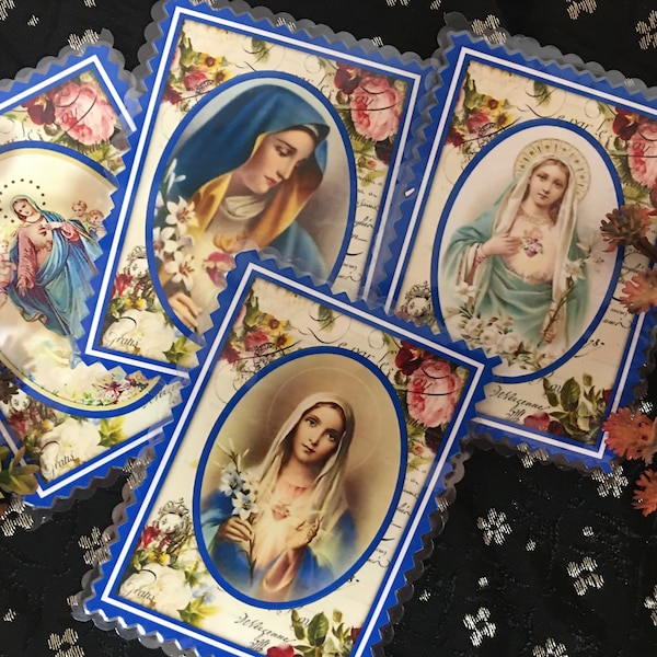 Immaculate Heart of Mary. Oval Laminated Cards.