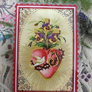 Il Cuore di Maria e i Cuori Uniti. Carte plastificate.