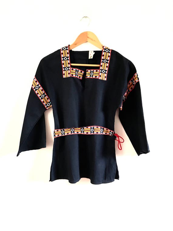 Vintage Embroidered Blouse. Folk Peasant Embroider