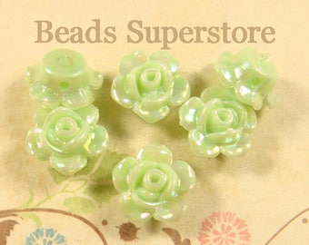 21 pcs 13 mm x 8 mm Yellow AB Resin Flower Bead