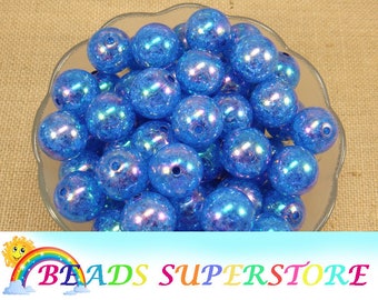 200 Royal blue crackle 6mm beads B26