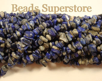 Lapis Lazuli, Natural Lapis Lazuli Semi Precious Gemstone Chip Beads, Natural Lapis Lazuli, FULL Strand (GBR114)