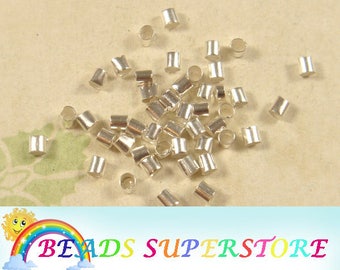 150pcs, 2mm Silver Plated Brass Crimp Beads, Nickel Free and Lead Free
