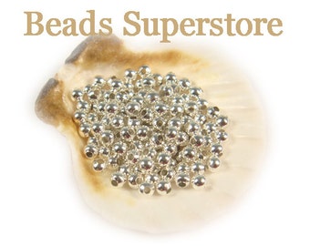 100pcs, 3mm Silver Plated Brass Smooth Round Beads, Nickel Free and Lead Free