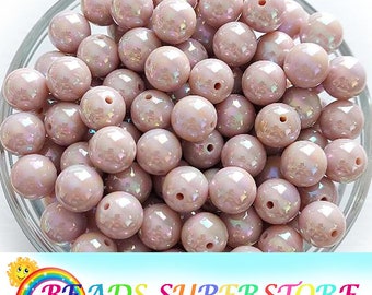 12mm Sand Rose AB Solid Chunky Bubblegum Round Beads, Solid Gumball Beads, Acrylic Chunky Beads, 20pcs