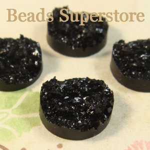 10pcs, 12mm Black Textured Drusy Flat Back Resin Cabochon - Druzy Cabochon