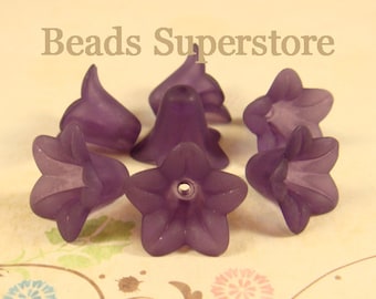 FINAL SALE 18 mm x 12 mm Deep Purple Lucite Flower Bead - 12 pcs