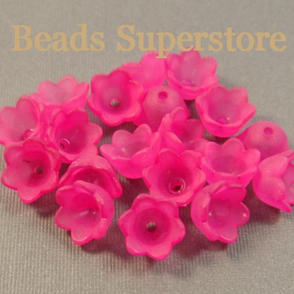 24pcs, 10 mm x 6 mm Magenta Lucite Flower Bead