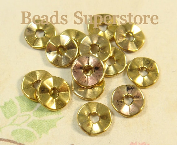 30pc 7mm Wavy Disc Spacer Beads, Antique Gold - Bead Box Bargains