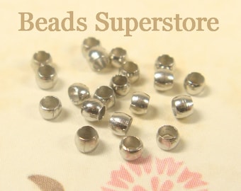 200pcs, 2mm Platinum Plated Brass Crimp Beads, Nickel Free and Lead Free