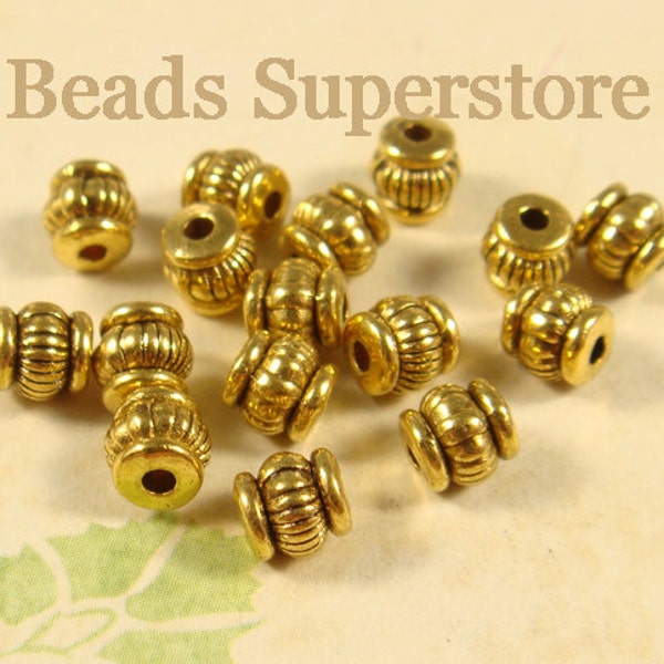 25pcs, 5x5mm Antique Gold Barrel Shape Spacer Beads, Nickel Free, Lead Free and Cadmium Free