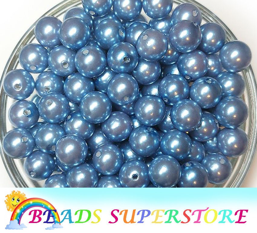 12mm Cornflower blue solid bubblegum beads