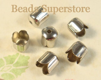 30pcs, 7 mm x 6.5 mm Platinum End Caps, Nickel Free and Lead Free