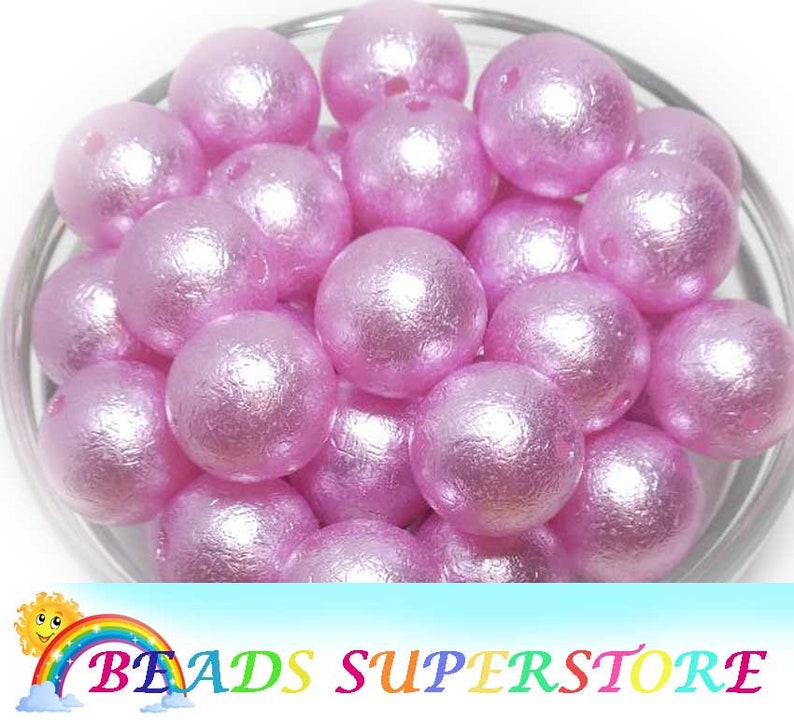 20mm Lilac Wrinkle Pearl Chunky Bubblegum Round Beads, Gumball Beads, Acrylic Chunky Beads image 1