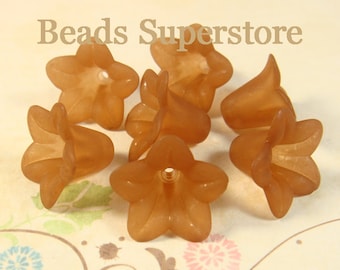 18 mm x 12 mm Caramel Lucite Flower Bead - 10 pcs