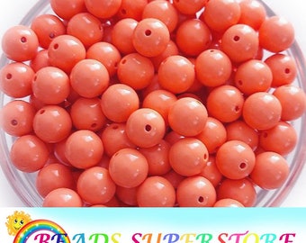 12mm Coral Solid Chunky Bubblegum Round Beads, Solid Gumball Beads, Acrylic Chunky Beads, 20pcs