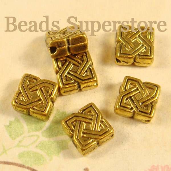 20pcs, 7mm Antique Gold Celtic Knot Square Spacer Beads, Nickel Free, Lead Free and Cadmium Free