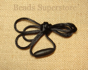 CLOSEOUT SALE 5 sets Black Satin Cord with Black Breakaway Clasp