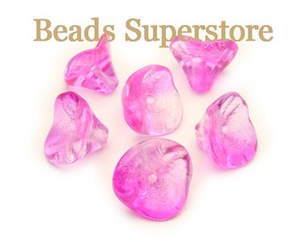 10 mm x 12 mm Czech Glass Two Tone Magenta Crystal Flower Bead - 12 pcs