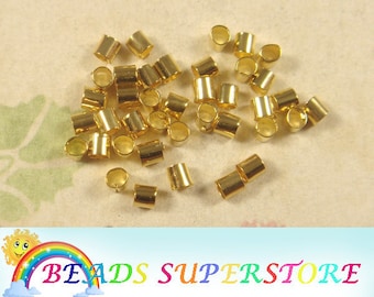 150pcs, 2mm Gold Plated Brass Crimp Beads, Nickel Free and Lead Free