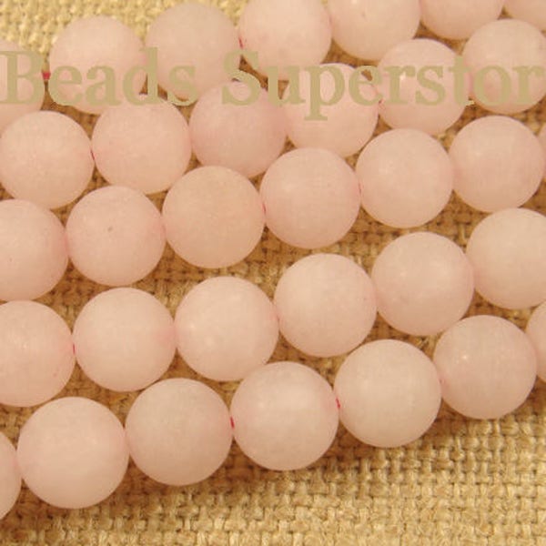 Rose Quartz, 10mm Frosted Rose Quartz Semi-Precious Gemstone Round Beads, FULL Strand (GBR05)