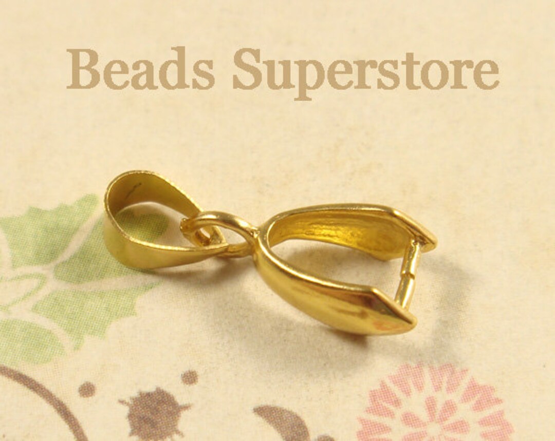 thumbnail image 2 of 100pcs 20x7mm Gold Plated Pendant Pinch Bails – Jewelry Making Findings Wholesale 2 of 6