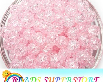 12mm Pink Crackle Chunky Bubblegum Round Beads, Crackle Gumball Beads, Acrylic Chunky Beads, 20pcs