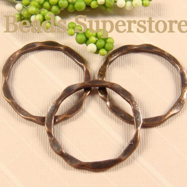10pcs, 22mm Antique Copper Two Sided Textured Links, Nickel Free, Lead Free and Cadmium Free