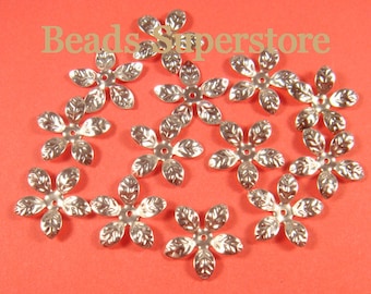 40pcs, 15mm Silver Plated Bendable Flower Bead Cap