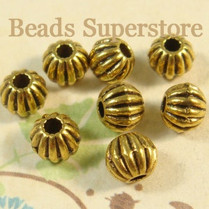 Gold Spacer Beads Roundel 4.5mm Corrugated Ribbed Lot of 100