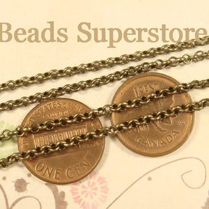 2.5mm Antique Bronze Rolo Chain, Nickel Free and Lead Free, 1.77 meters