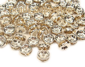 Grade AAA 6mm Light Colorado Topaz Silver Plated Brass Crystal Rhinestone Rondelles, Nickel Free and Lead Free, 20 pcs