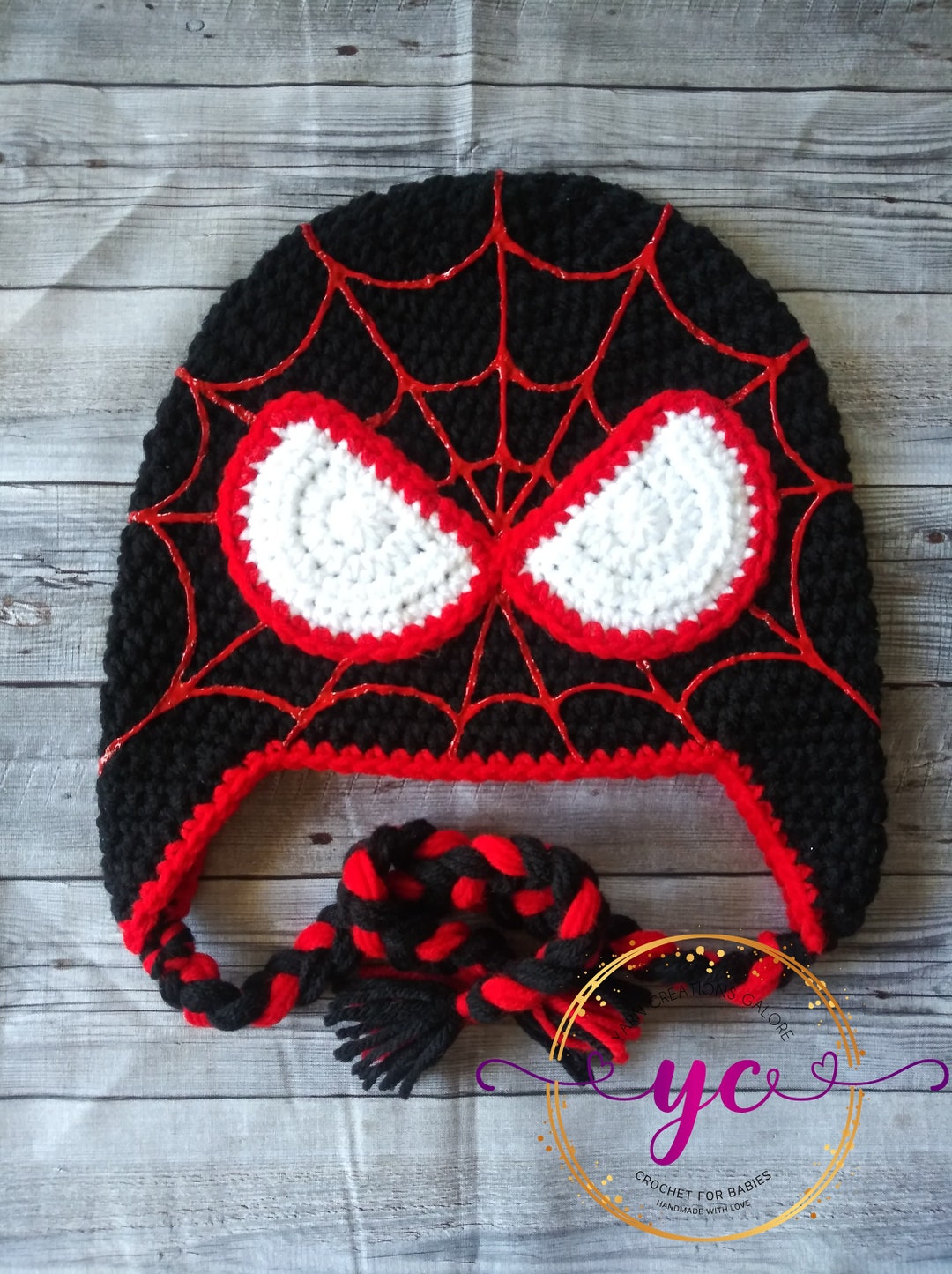 Crochet Black Web Guy Hat - Etsy