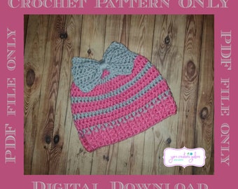 Ponytail Bow Hat Crochet Pattern *** PDF FILE ONLY