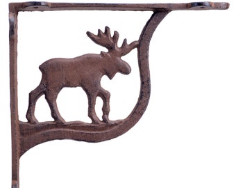 Wall Shelf Bracket - Moose Pattern - Cast Iron - 7.25"