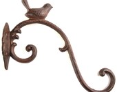 Decorative Chickadee Bird Design Cast Iron Plant Hanger 11 quot Long