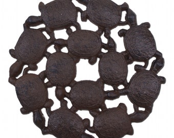 Decorative Baby Turtles Stepping Stone Rust Cast Iron Yard Garden Decor 10.25"