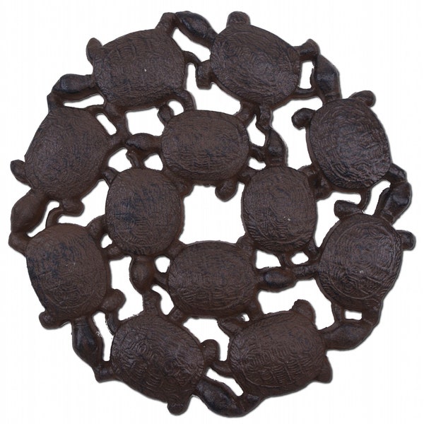 Decorative Baby Turtles Stepping Stone Rust Cast Iron Yard Garden Decor 10.25"