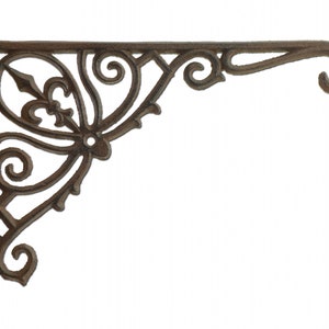 Cast Iron Plant Hanger - Ornate Fleur De Lis Design - 12" Deep