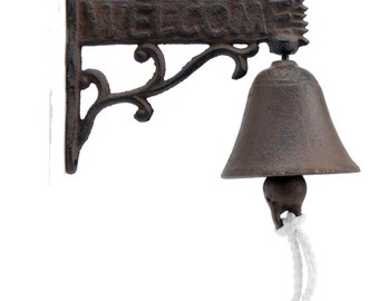 Cast Iron Dinner Bell Moose Welcome Sign Distressed Brown