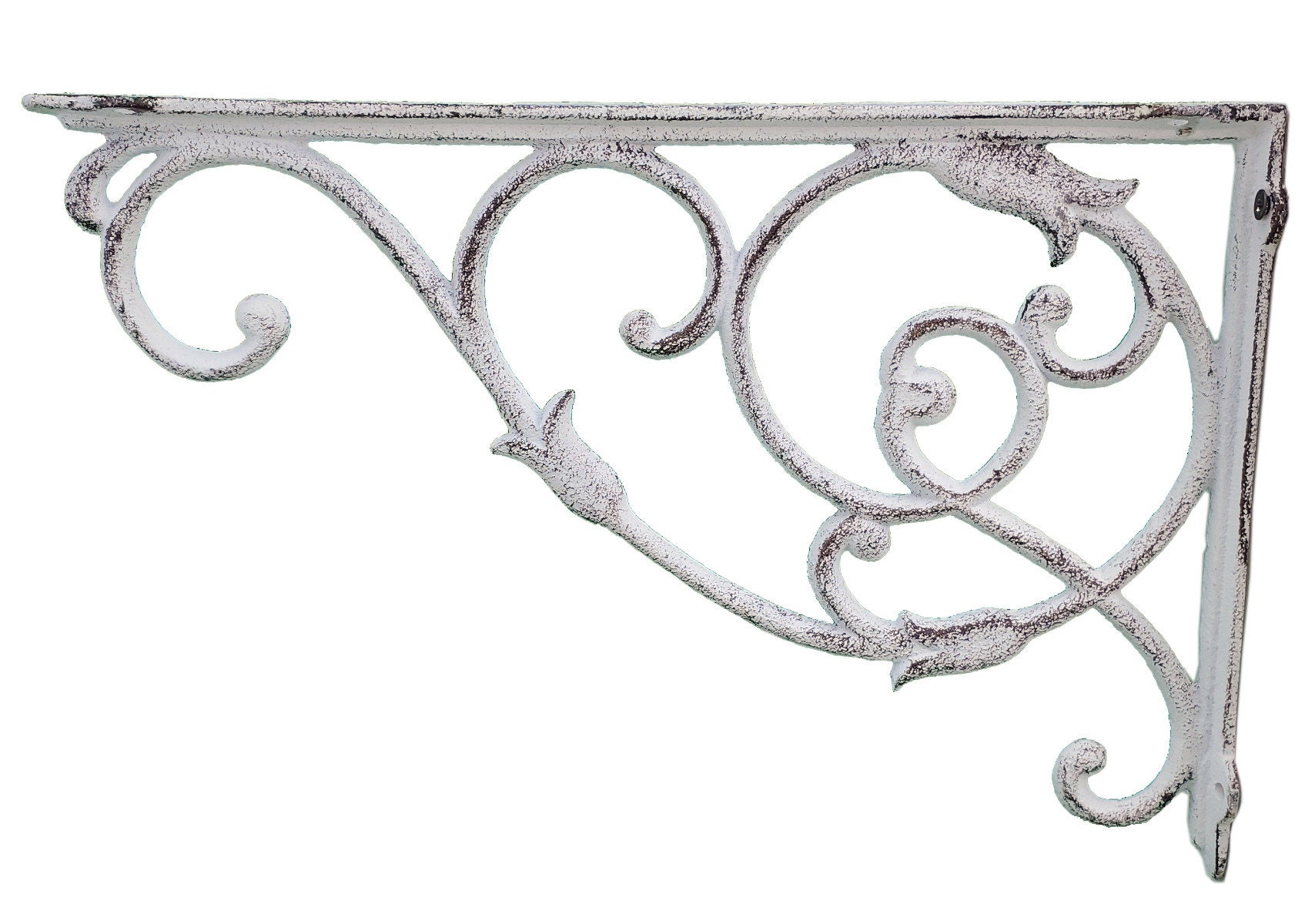 Cast Iron Wall Shelf Bracket Ornate Vine Distressed Brown Etsy