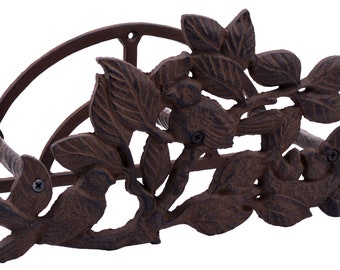 Garden Hose Holder - Birds In Bush - Cast Iron - 12.5" Long