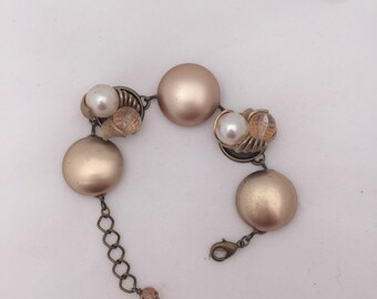 Gold Pearl Goldtone Vintage Earring Bracelet