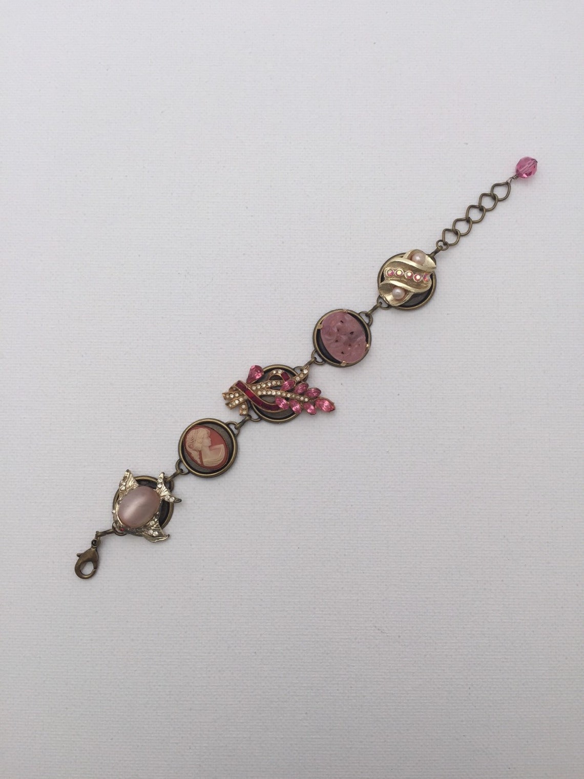 Pink Goldtone Vintage Earring Bracelet - Etsy